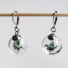 Earrings Crane in glassball -green