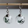 Earrings Crane in glassball -green