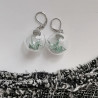 Earrings Crane in glassball -green