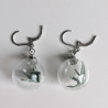 Earrings Crane in glassball -green