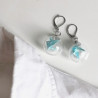 Earrings Crane in glassball -waterblue