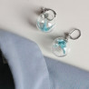 Earrings Crane in glassball -waterblue