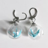 Earrings Crane in glassball -waterblue