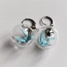 Earrings Crane in glassball -waterblue