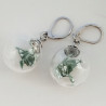 Earrings Crane in glassball -green