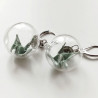 Earrings Crane in glassball -green