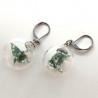 Earrings Crane in glassball -green