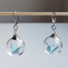 Earrings Crane in glassball -waterblue