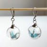 Earrings Crane in glassball -waterblue