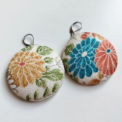 Covered button earrings- Big Chrysanthenum