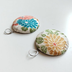 Covered button earrings- Big Chrysanthenum