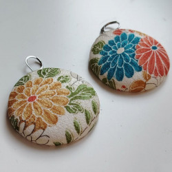 Covered button earrings- Big Chrysanthenum