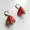 Earrings origami Pyramid Red