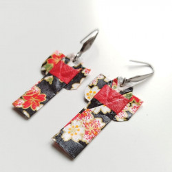 Earrings origami Kimono Black