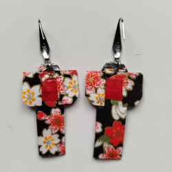 Earrings origami Kimono Black