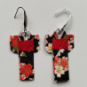 Earrings origami Kimono Black