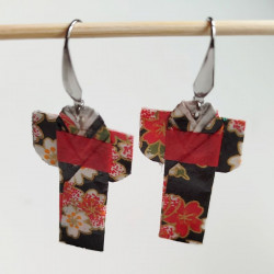 Earrings origami Kimono Black