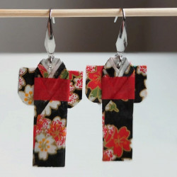 Earrings origami Kimono Black