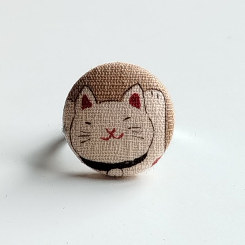 Anello Bottone Gatto beige