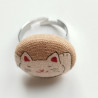 Button Ring Cat manekineko beige