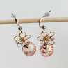 Cherry and metal flower earrings- pink