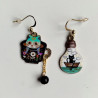 Earrings Cat enamel -black