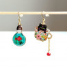 Earrings Cat enamel -red