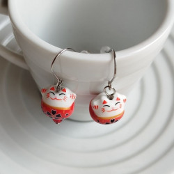 Earrings Manekineko Red