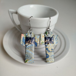 Earrings origami Kimono smokyblue