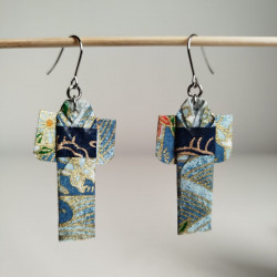 Earrings origami Kimono smokyblue