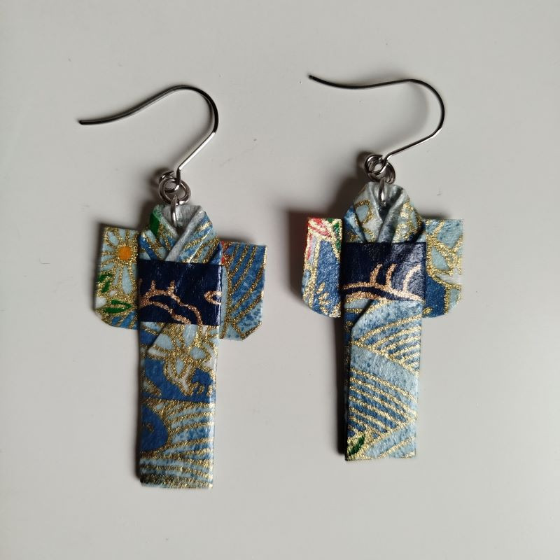 Earrings origami Kimono smokyblue