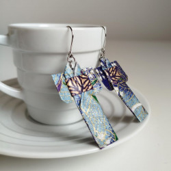 Earrings origami Kimono Navy