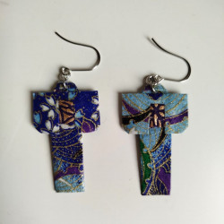 Earrings origami Kimono Navy