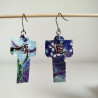 Earrings origami Kimono Navy