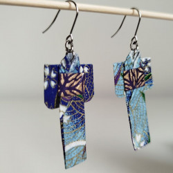 Earrings origami Kimono Navy