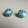 Covered button earrings -bluegreen