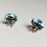 Covered button earrings -bluegreen