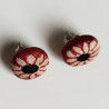 Covered button earrings -silk bordeaux