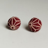 Covered button earrings -Asanoha bordeaux