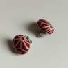 Covered button earrings -Asanoha bordeaux