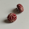 Covered button earrings -Asanoha bordeaux