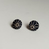 Covered button earrings -Asanoha navy