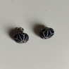 Covered button earrings -Asanoha navy