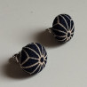 Covered button earrings -Asanoha navy