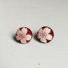 Covered button earrings -Cherry blossoms