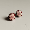 Covered button earrings -Cherry blossoms