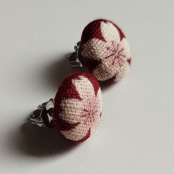 Covered button earrings -Cherry blossoms