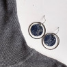 Ring circle earrings with washi paper -chrysanthenum