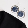 Ring circle earrings with washi paper -chrysanthenum