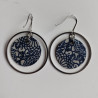 Ring circle earrings with washi paper -chrysanthenum